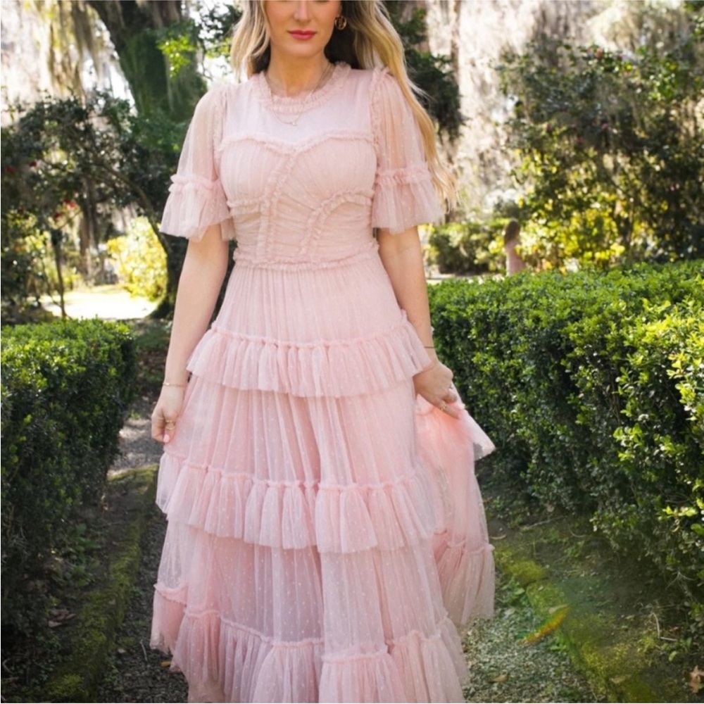 Ivy City Co Elegant Pink Ruffled Dress